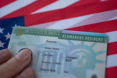GreenCard on American flag